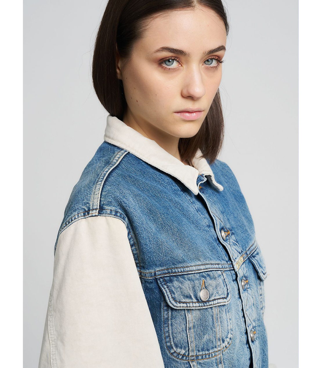 W9Z1 ギャバジン＆デニムジャケット 詳細画像 ブルー 5